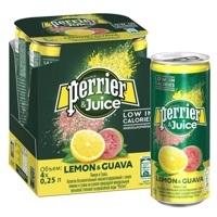 Напиток газированный Perrier & juice с соком Лимона и Гуавы, алюминиевая банка, 250 мл. Цена за упаковку из 4-х банок.
