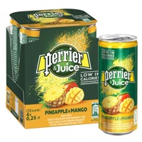 Напиток газированный Perrier & juice с соком Манго и Ананаса, алюминиевая банка, 250 мл. Цена за упаковку из 4-х банок.