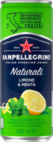 Напиток газированный "Sanpellegrino" с соком Лимона и Мяты, 330 мл в жестяной банке. Цена за упаковку 12 банок.